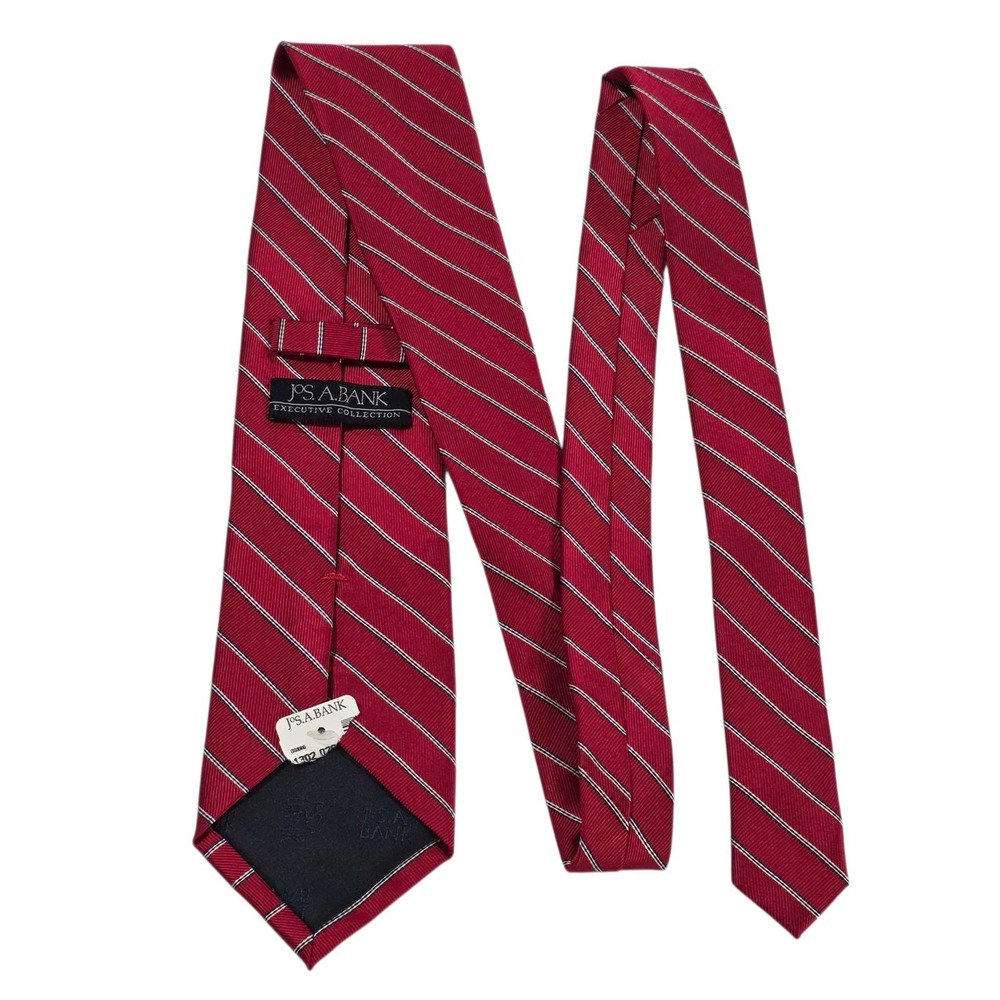 JOS. A. BANK Executive Collection Red Striped Silk Necktie Mens Fashion New
